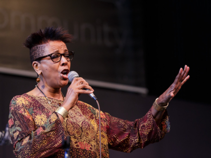 Vocalists Rene Marie, Dee Daniels, and Dena DeRose perform at 2016 Jazz Port Townsend.
Rene Marie, vocals;
Dee Daniels, vocals;
Dena DeRose, piano and vocals
Chuck Deardorf, bass;
Joe LaBarbera, drums