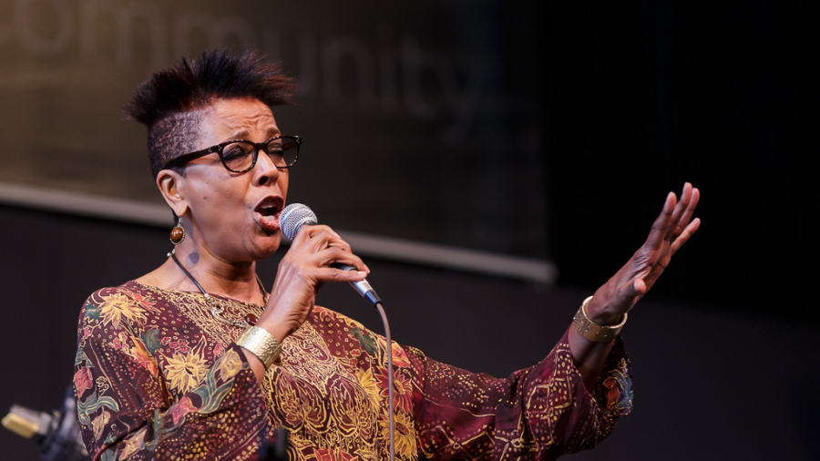 Vocalists Rene Marie, Dee Daniels, and Dena DeRose perform at 2016 Jazz Port Townsend.
Rene Marie, vocals;
Dee Daniels, vocals;
Dena DeRose, piano and vocals
Chuck Deardorf, bass;
Joe LaBarbera, drums